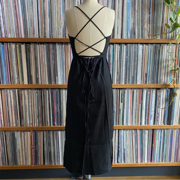 NWOT MODERN CITIZEN Black Linen Backless Dress - size SMALL - Picture 4 of 8